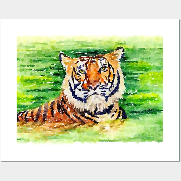 Tiger Watercolor Wall Art by Watery